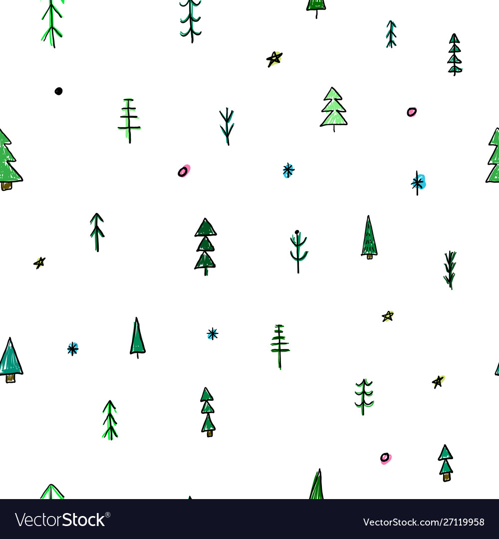 Forest christmas tree simple seamless pattern vector image Forest christmas tree simple seamless pattern