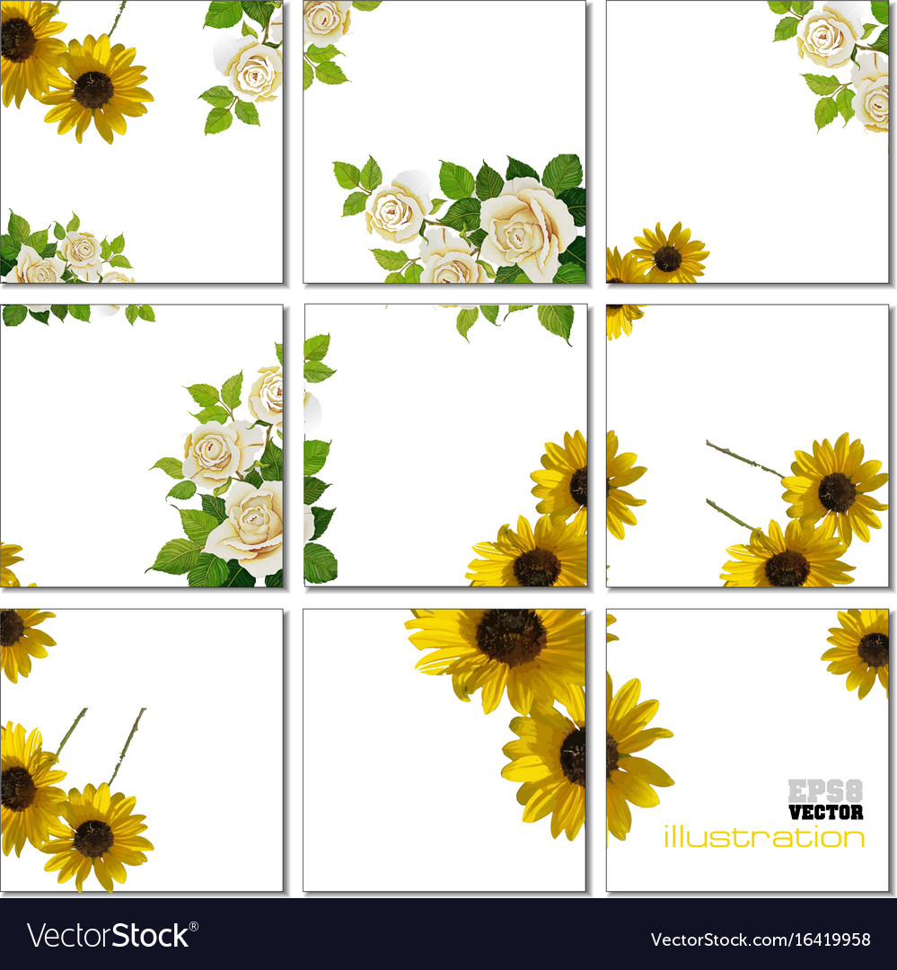 Geometrical mosaic pattern with flower image