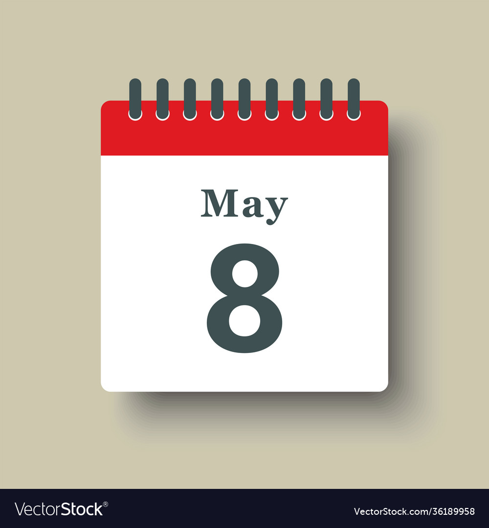 Icon day date 8 may template calendar page Vector Image