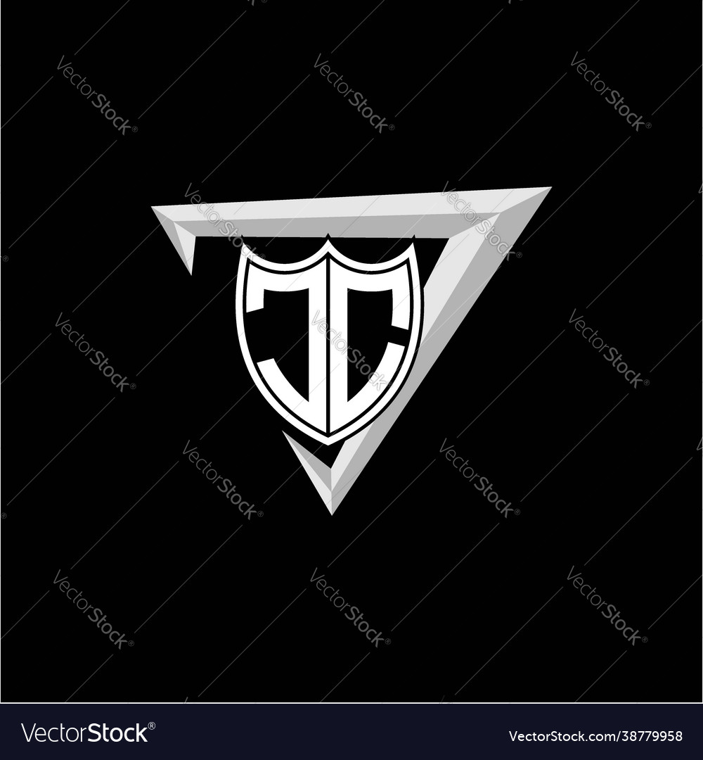 Initial letter j c shield shape with triangular Vector Image Initial letter j c shield shape with triangular