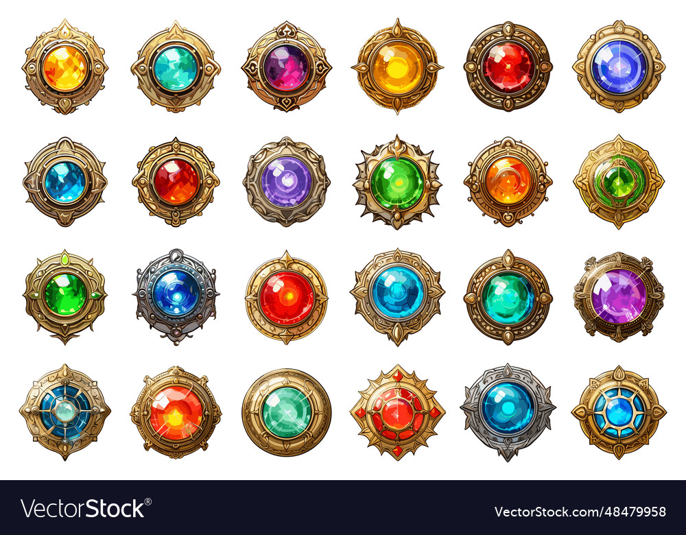 Magic jewels power spheres precious artifacts vector image Magic jewels power spheres precious artifacts