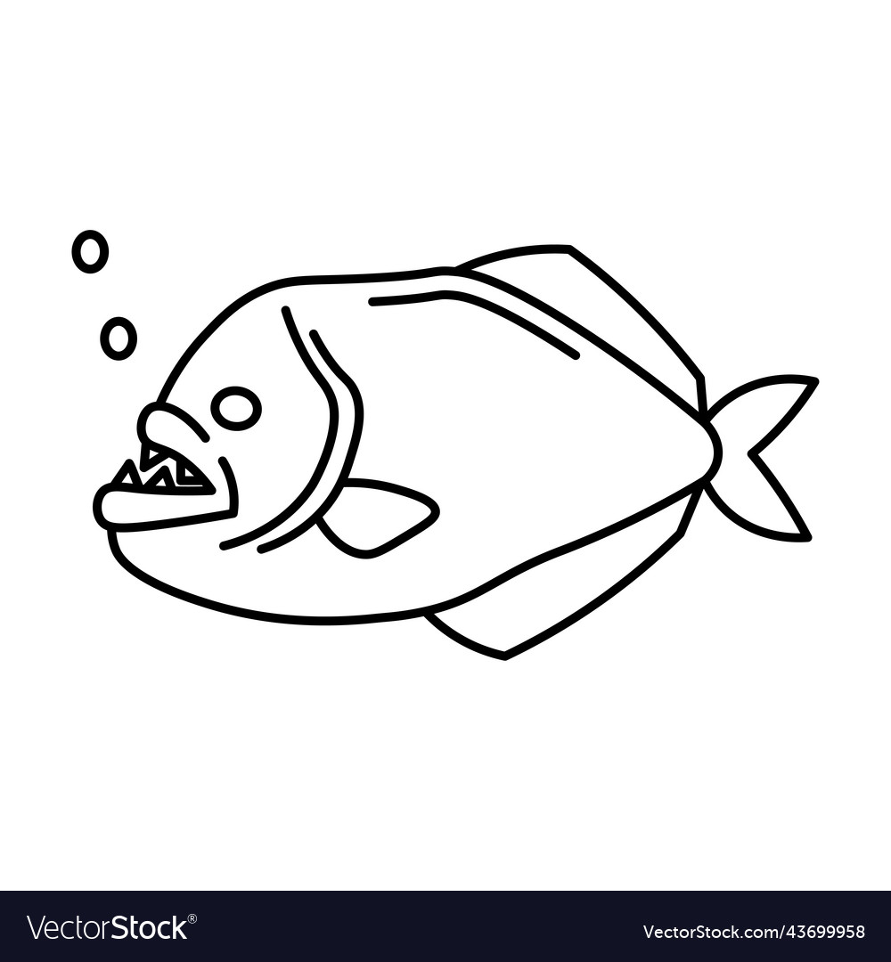 Piranha line art icon design template