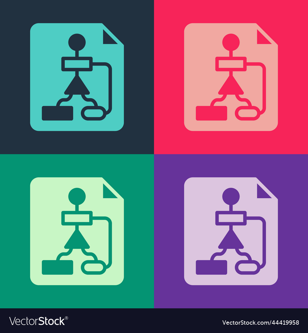 Pop art tile flowchart for program design vector image Pop art tile flowchart for program design
