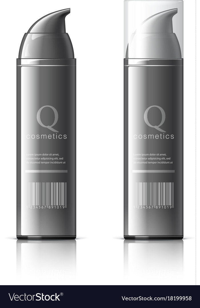 Realistic black cosmetics bottle can spray Vector Image