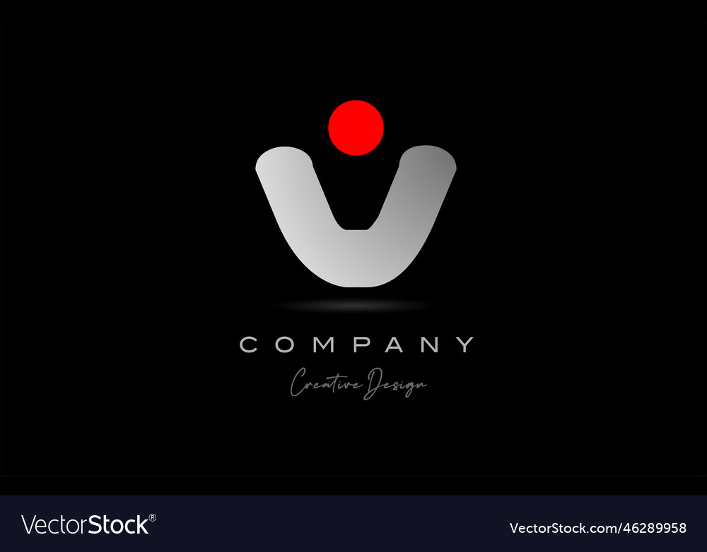 Red grey v alphabet letter logo icon design