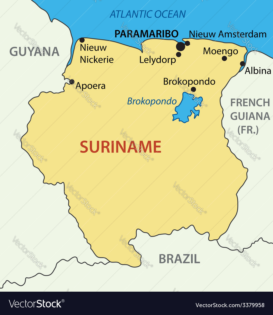 Republic of suriname - map Royalty Free Vector Image