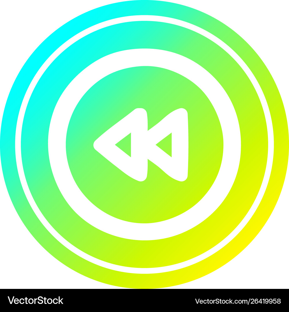 Rewind button circular in cold gradient spectrum Vector Image