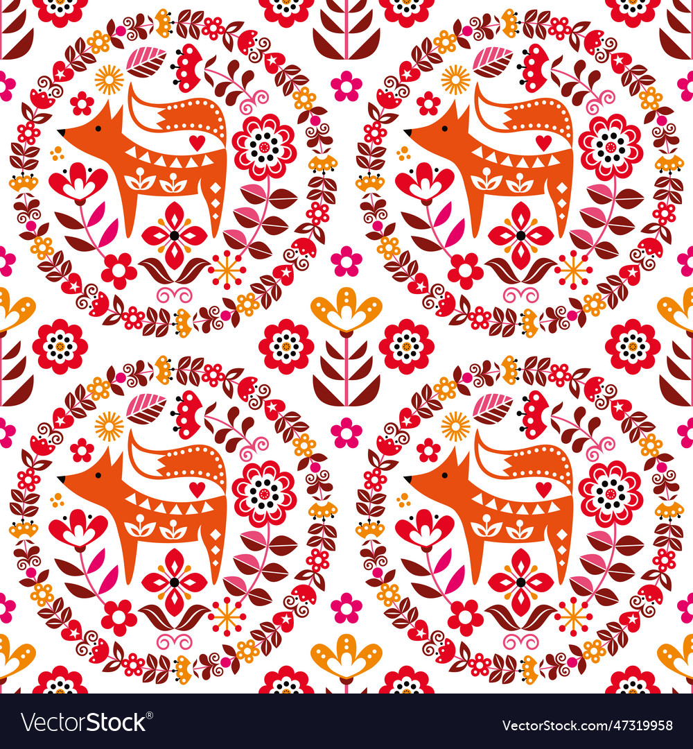 Scandinavian cute folk art seamless pattern Vector Image