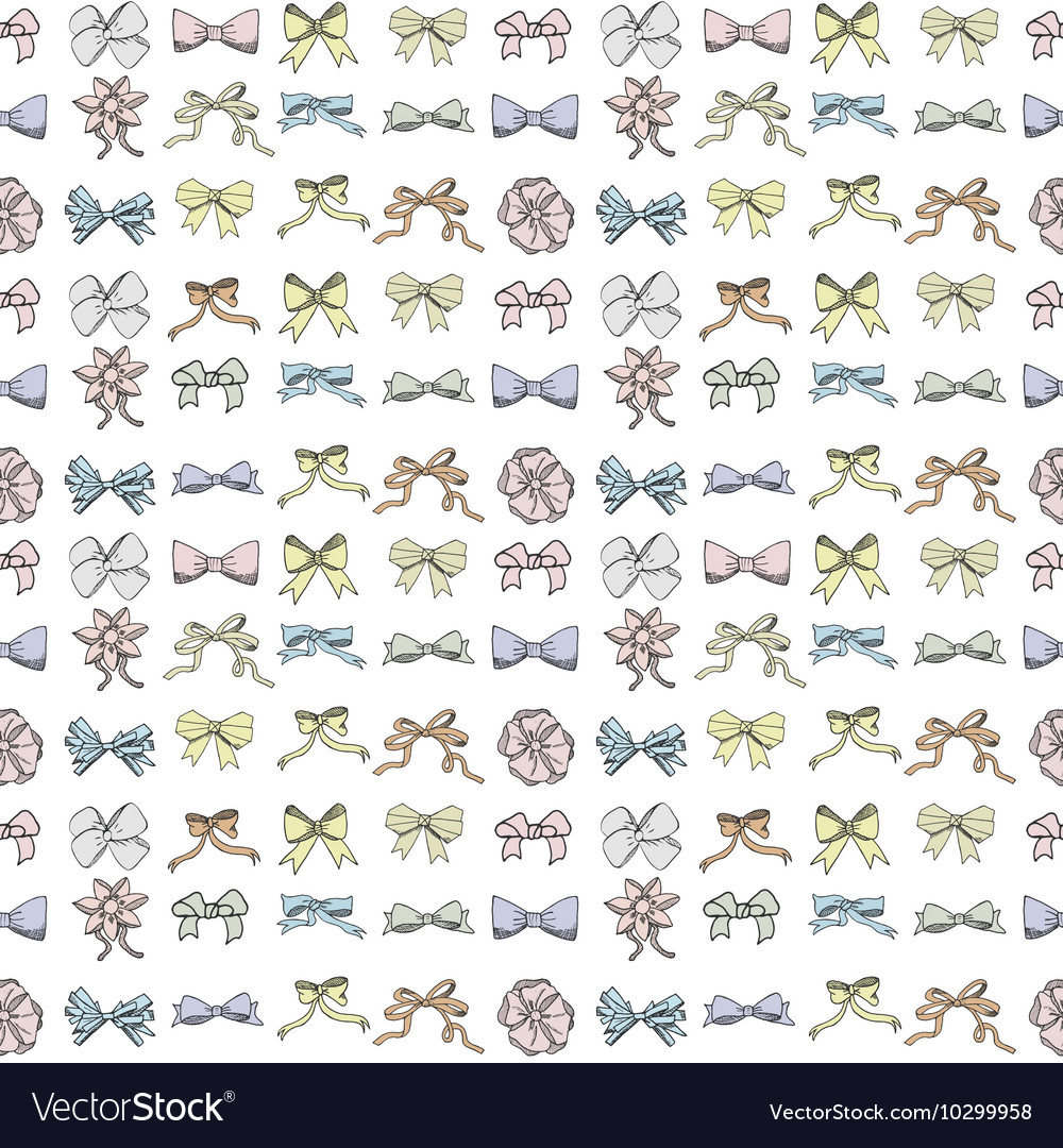 Seamless pattern background with handdrawn bows Vector Image