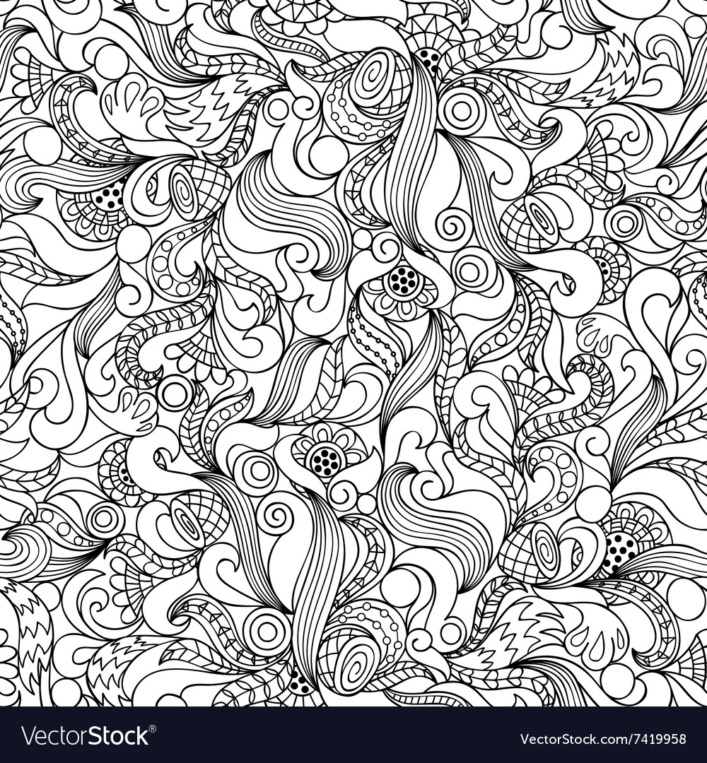 Seamless pattern with abstract decorative waves
