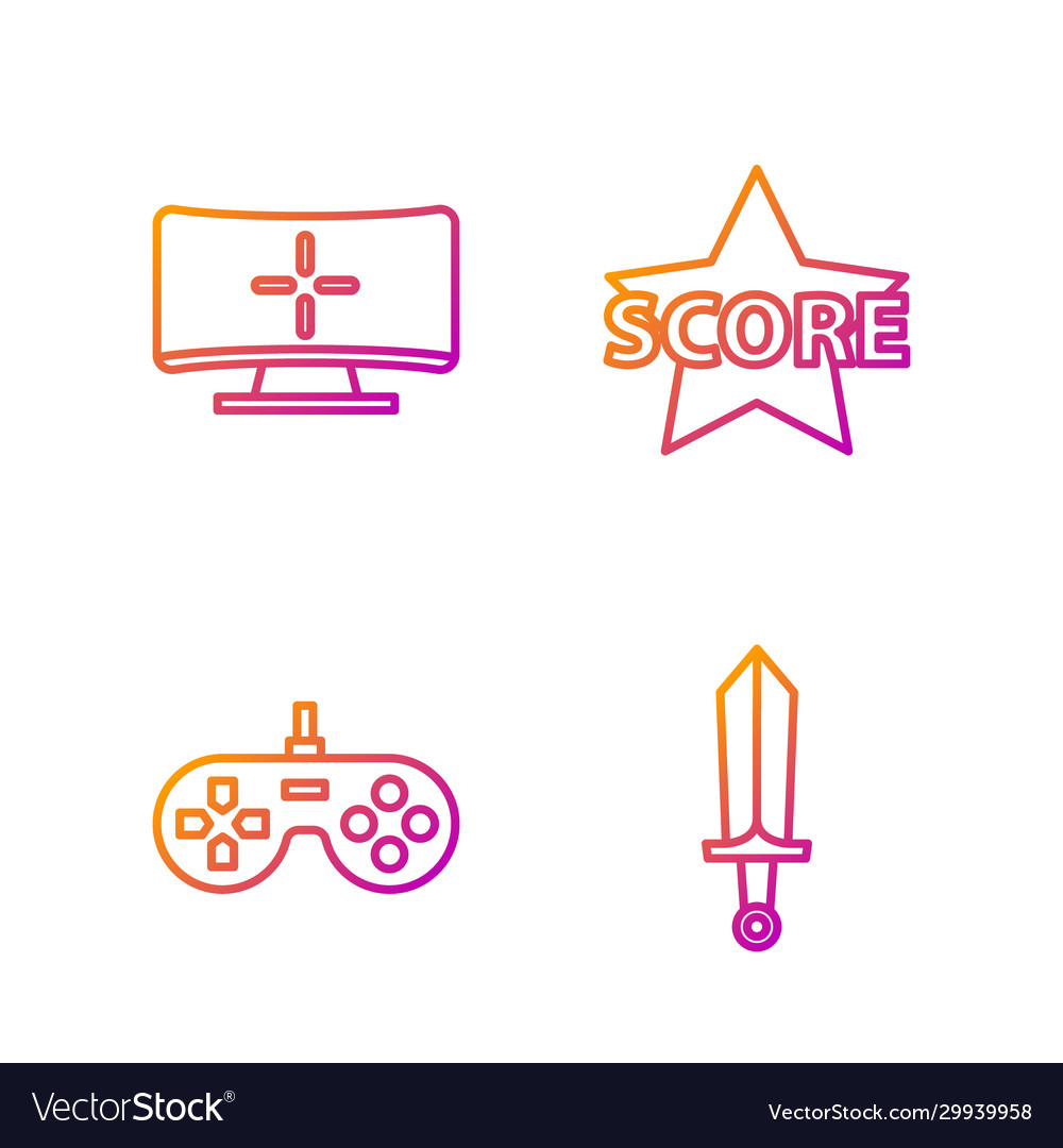 Set line sword for game gamepad computer monitor vector image Set line sword for game gamepad computer monitor