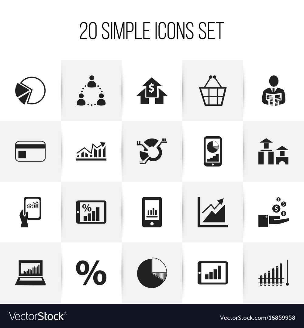 Set of 20 editable analytics icons includes