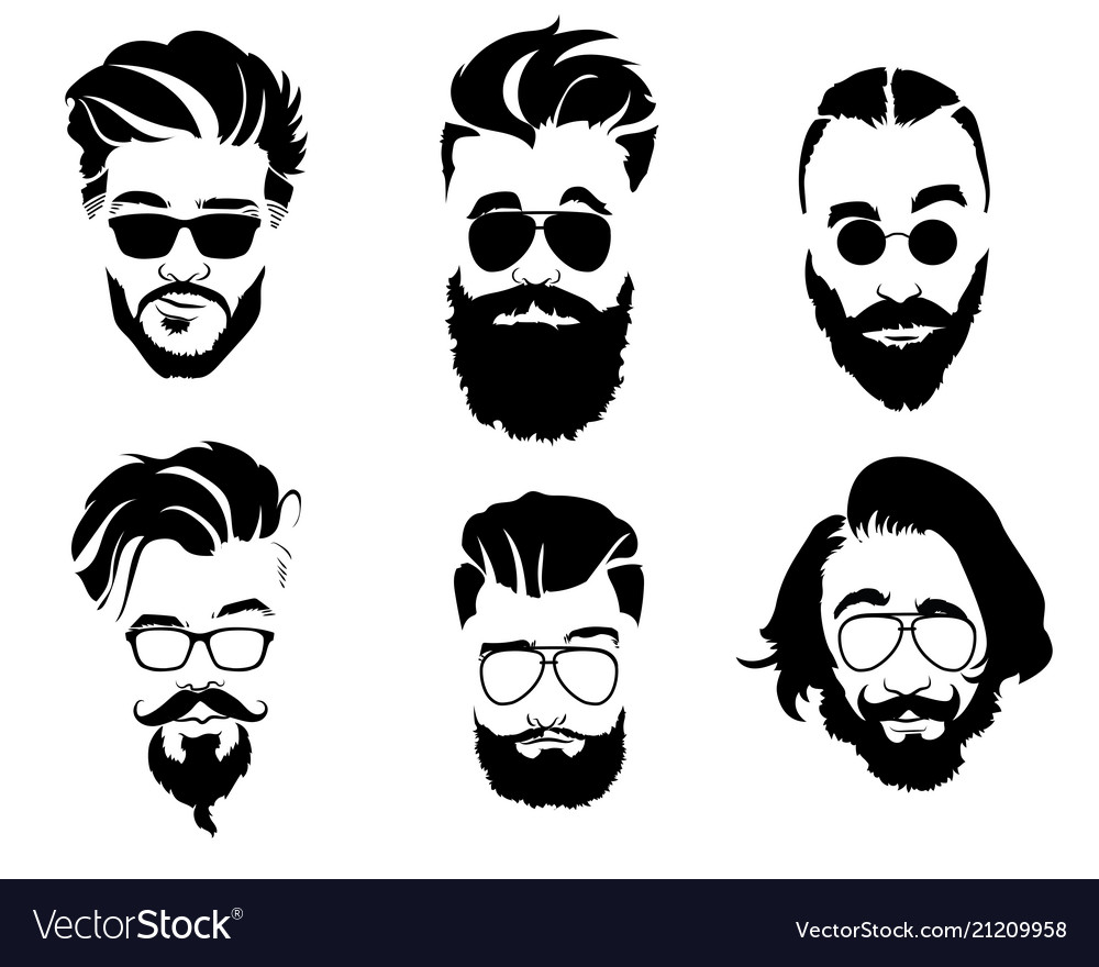 Set of hairstyles for men in glasses collection vector image Set of hairstyles for men in glasses collection