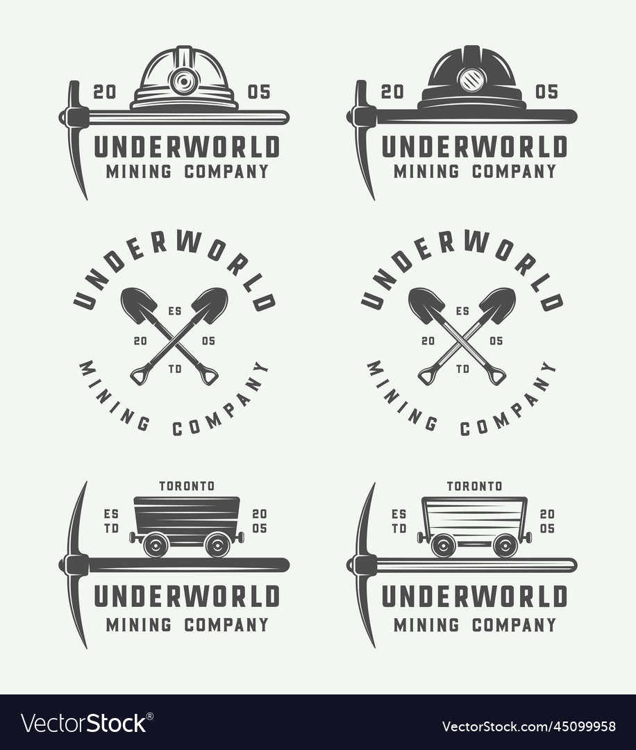 Set of retro mining or construction logos badges