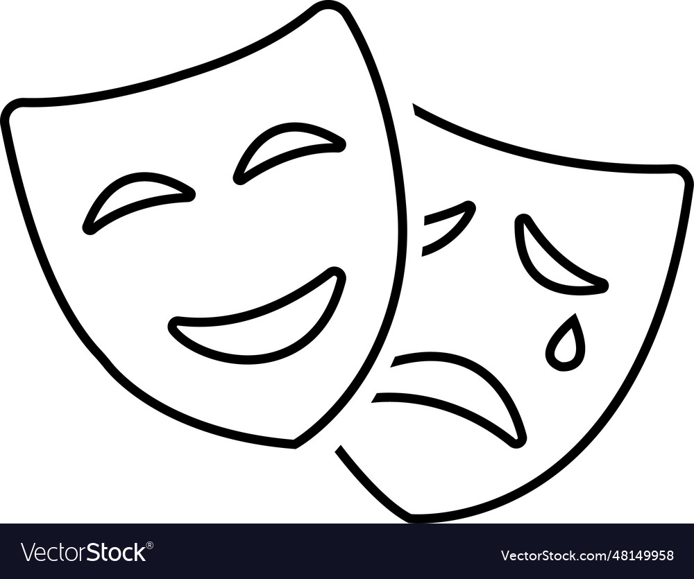 Theatrical mask icon theater theatre Royalty Free Vector