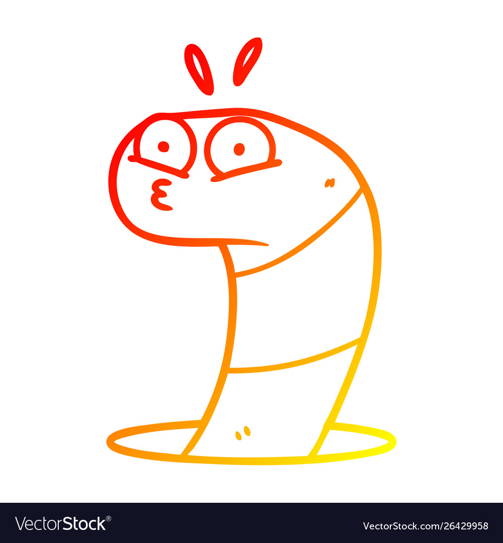 Warm gradient line drawing cartoon surprised worm