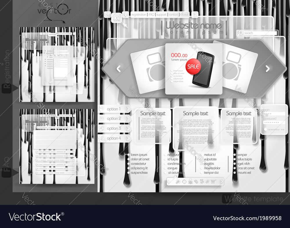 Website design template menu elements