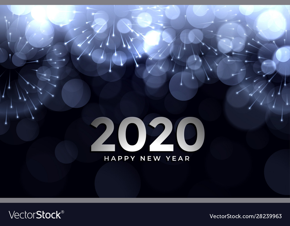2020 new year firework glowing bokeh background