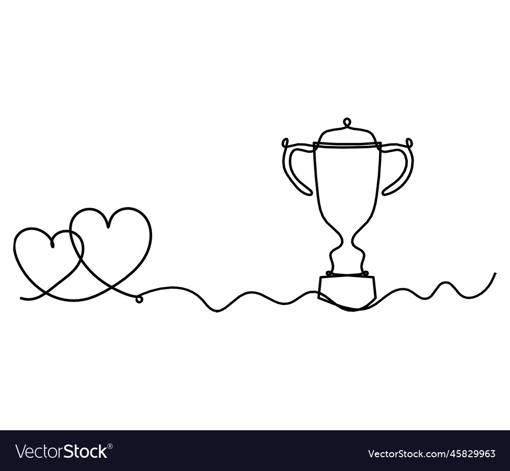 Abstract heart with trophy as continuous line