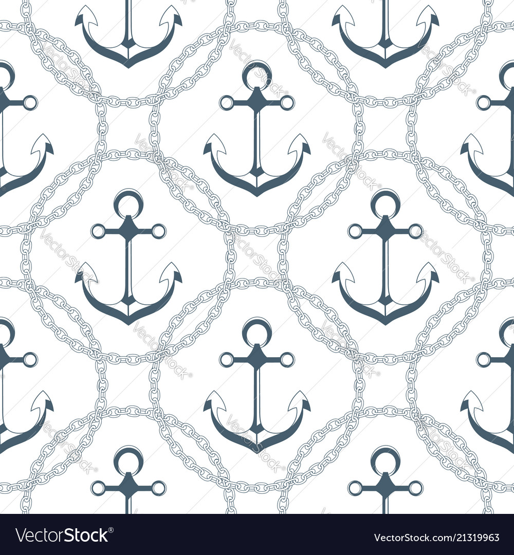 Anchor in a frame with chain seamless nautical