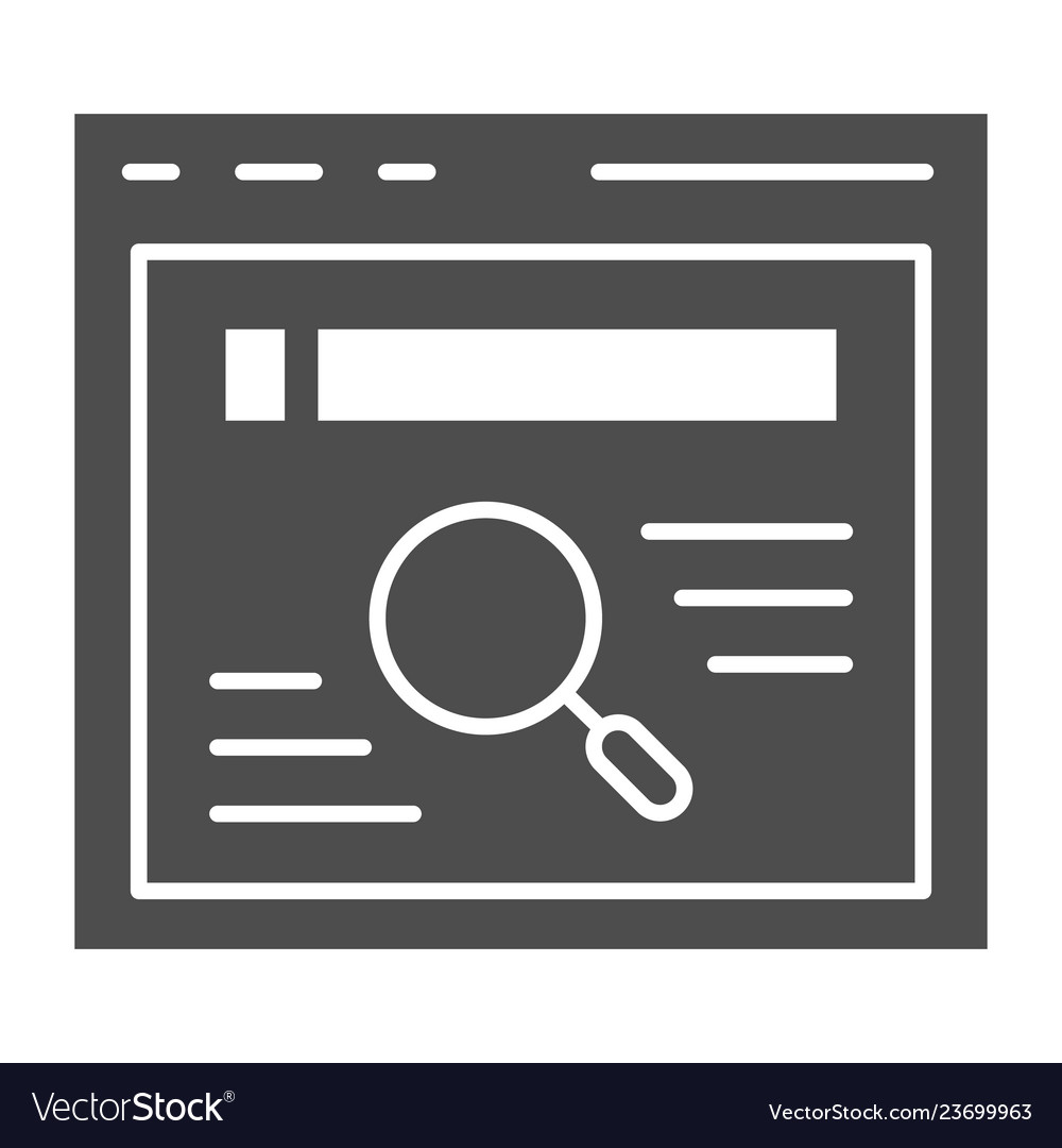 Browser search solid icon web vector image Browser search solid icon web
