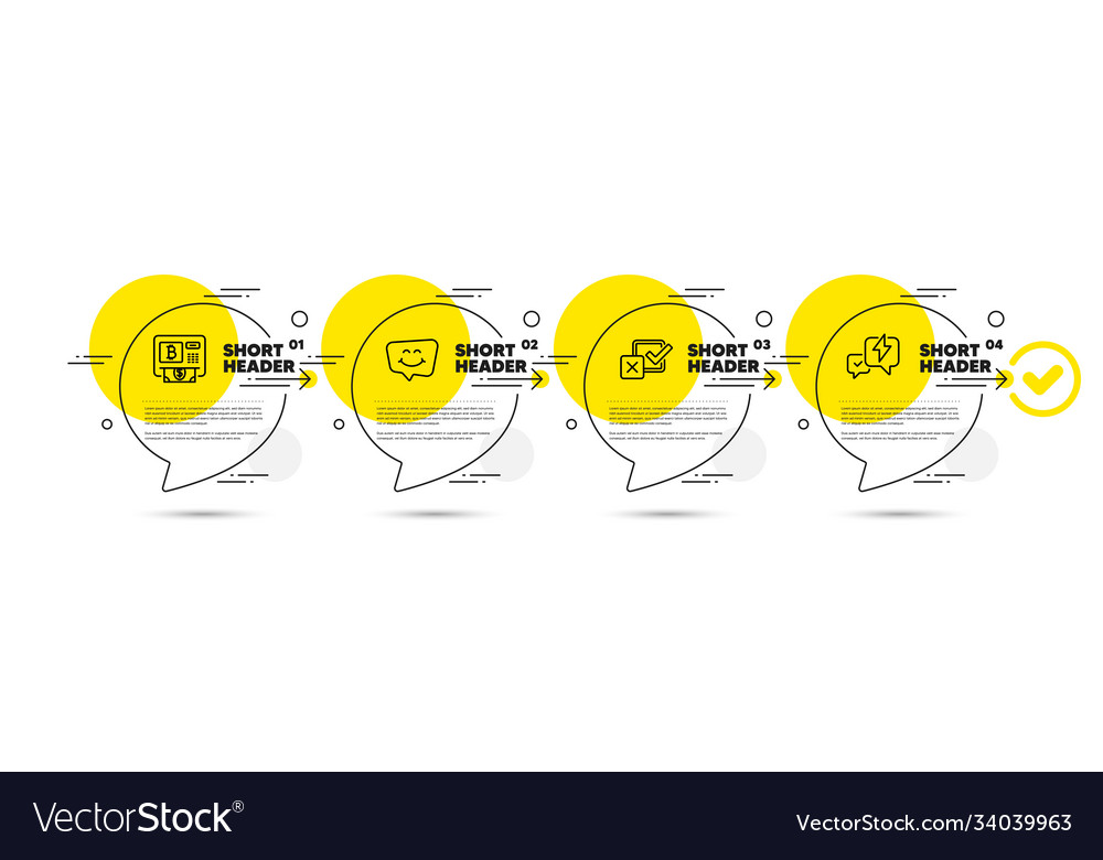 Checkbox bitcoin atm and smile chat icons set vector image Checkbox bitcoin atm and smile chat icons set