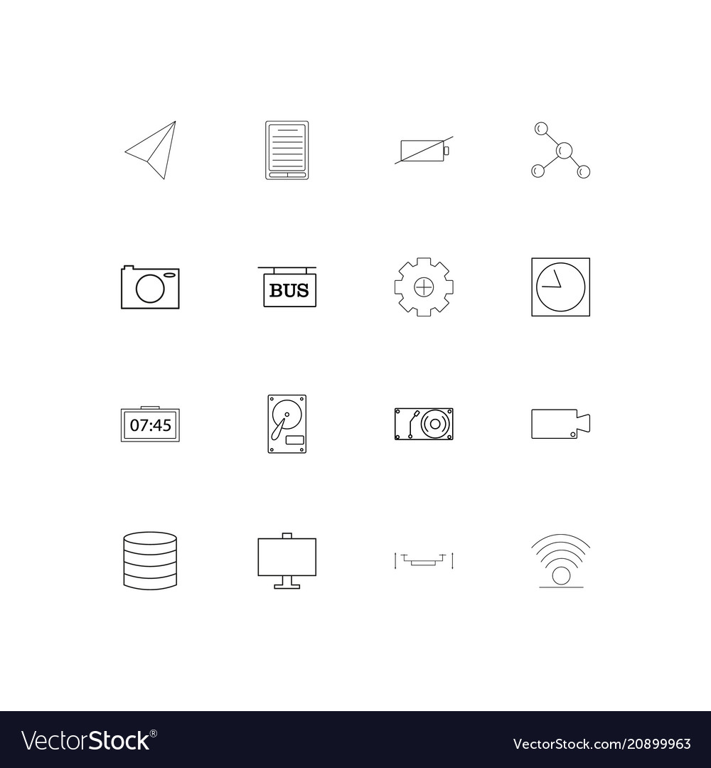 Devices linear thin icons set outlined simple
