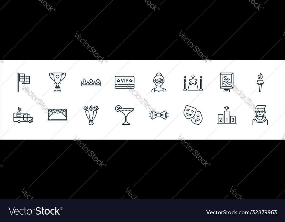 Fame line icons linear set quality Vector Image Fame line icons linear set quality