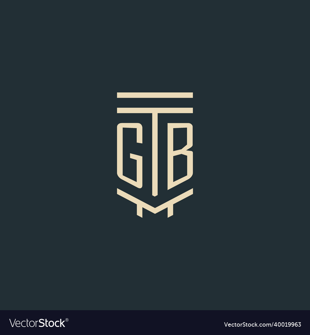 Gb initial monogram with simple line art pillar