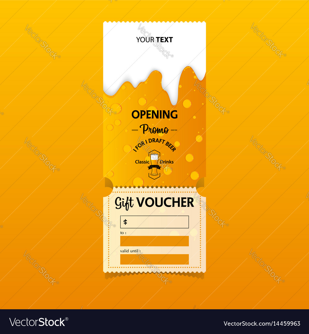 Premium Vector  Gift voucher template design for opening beer