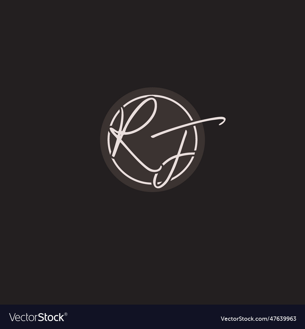 Initials rf logo monogram with simple circle line