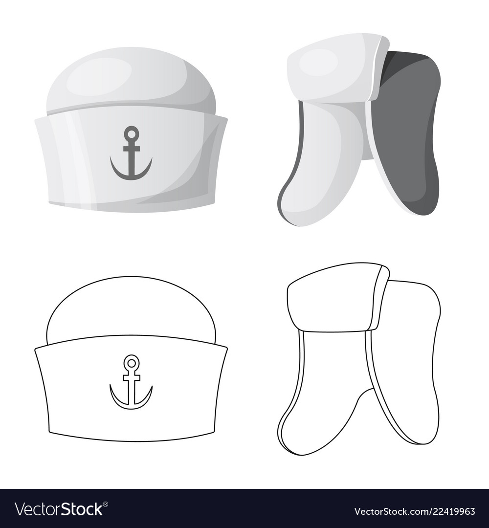 Isolated object of headgear and cap icon set