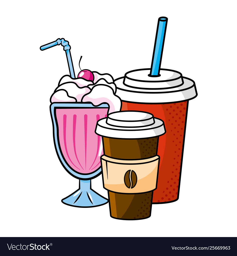 Milk shake coffee and soda Royalty Free Vector Image