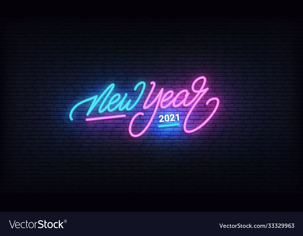 New year 2021 neon sign holiday Royalty Free Vector Image