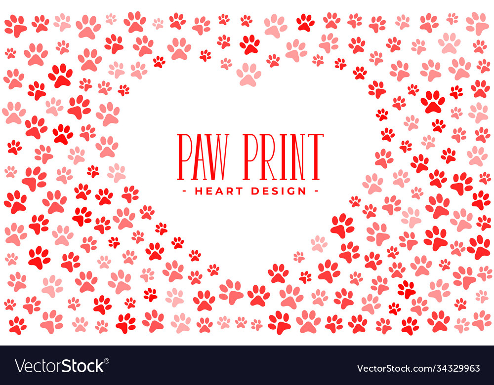 Pet animal love with paw prints and heart