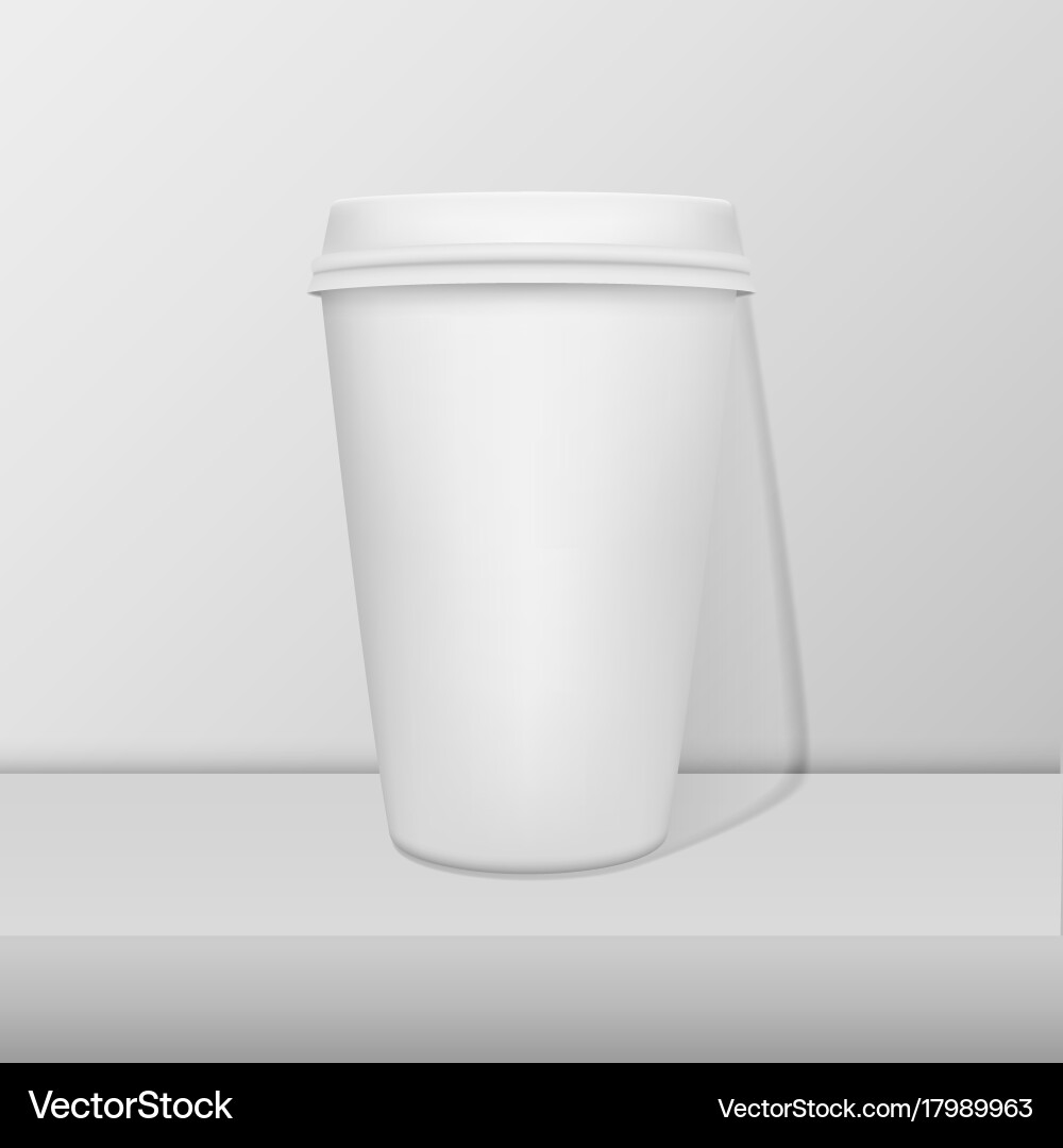 Realistic blank paper coffee cup white alarm clock