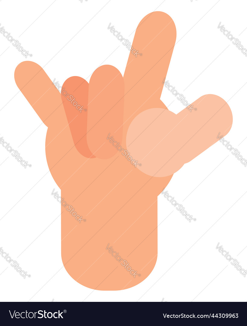 Rock symbol hand on a white background