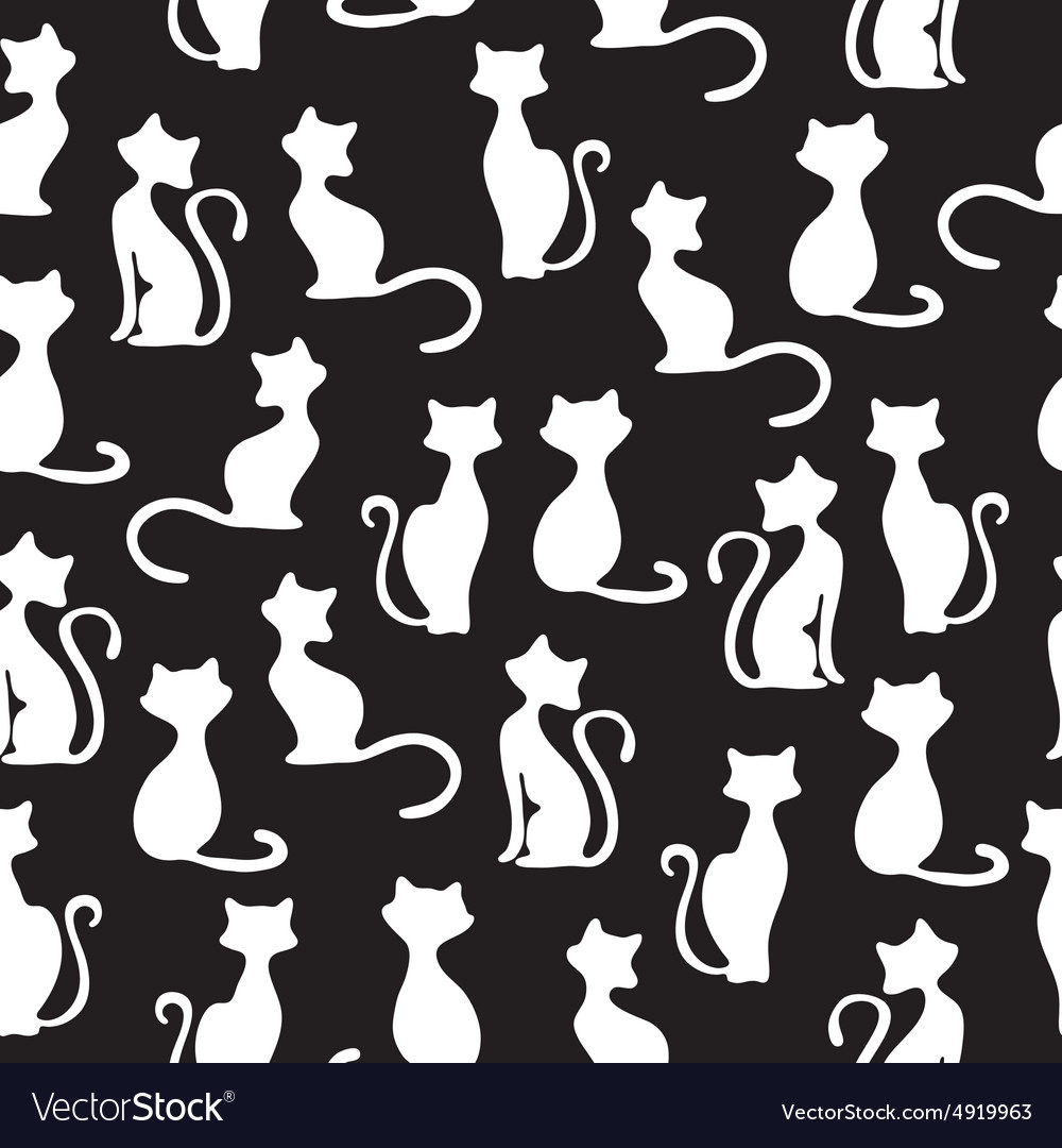 Seamless background with cats Royalty Free Vector Image