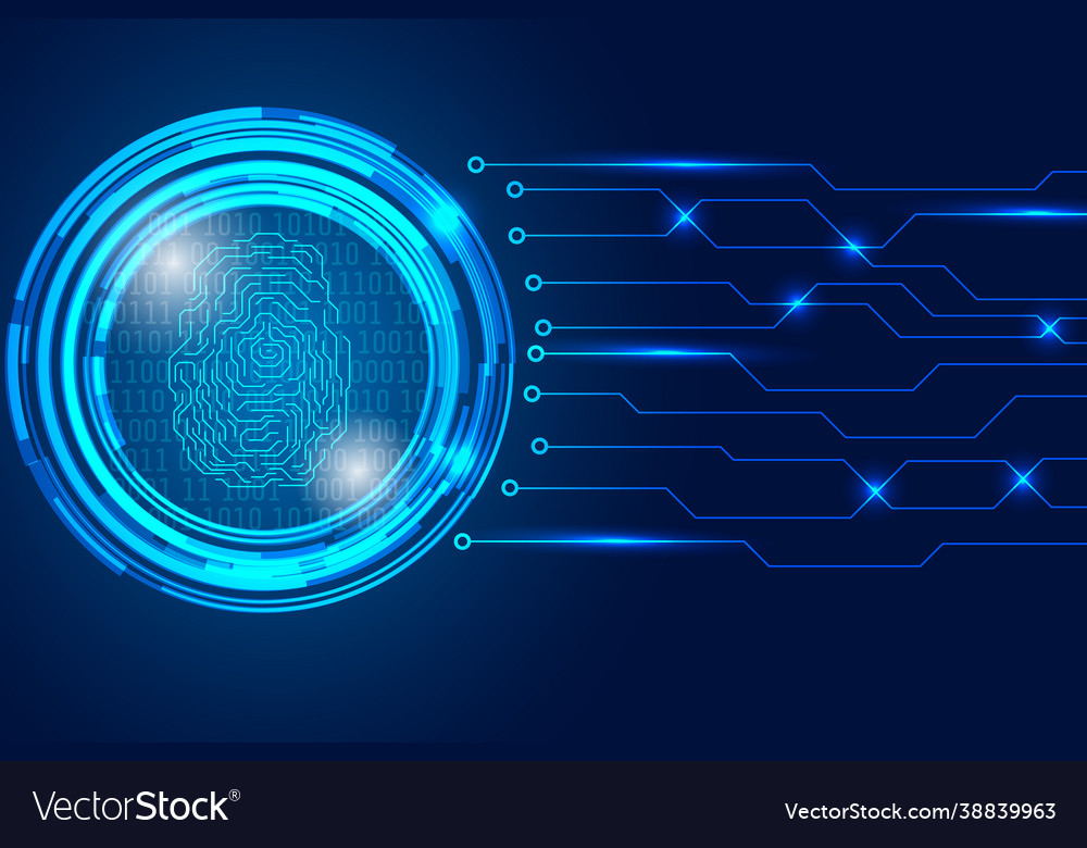 Security technology fingerprint with binary code vector image Security technology fingerprint with binary code