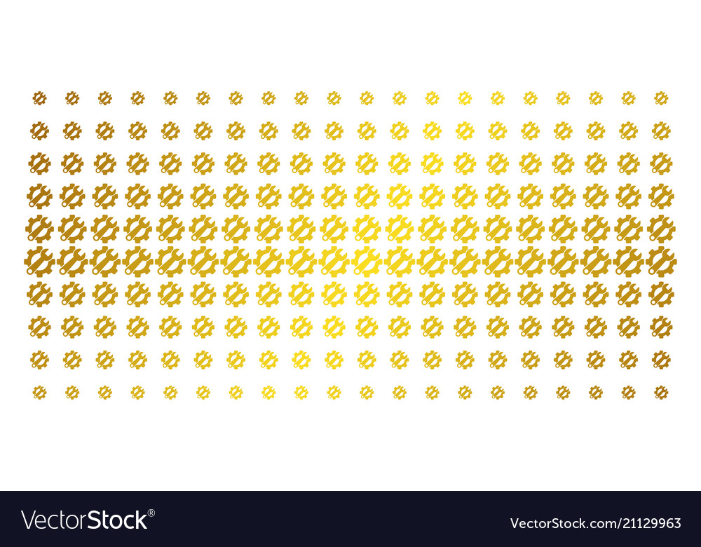 Service tools gold halftone array vector image Service tools gold halftone array