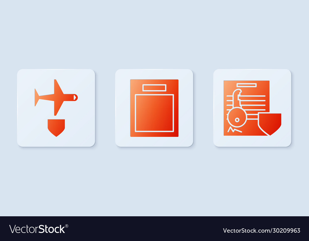 Set empty form plane with shield and document vector image Set empty form plane with shield and document