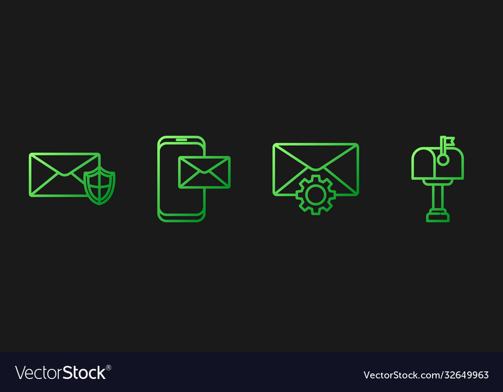 Set line envelope setting with shield vector image Set line envelope setting with shield