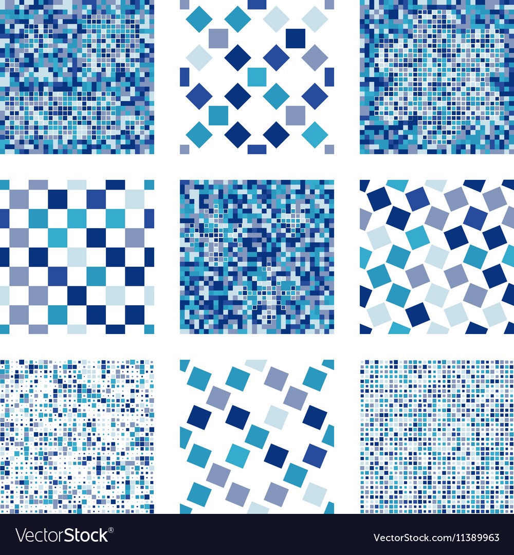 Set of abstract seamless patterns with squares
