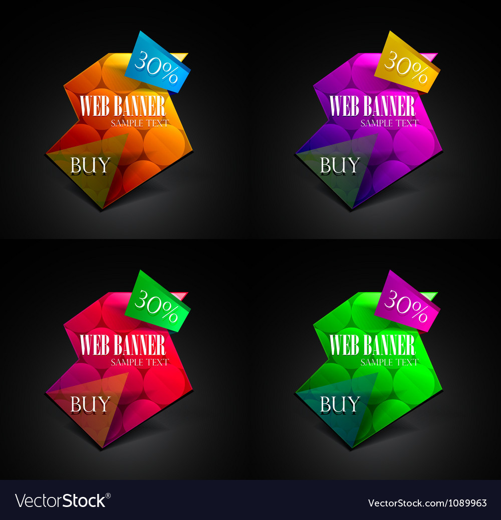 Set of colorful geometrical web boxes