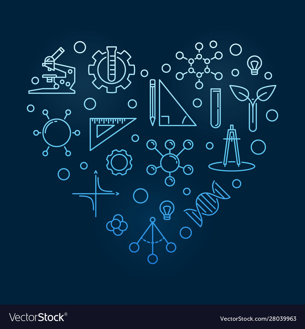 Stem heart concept blue modern linear