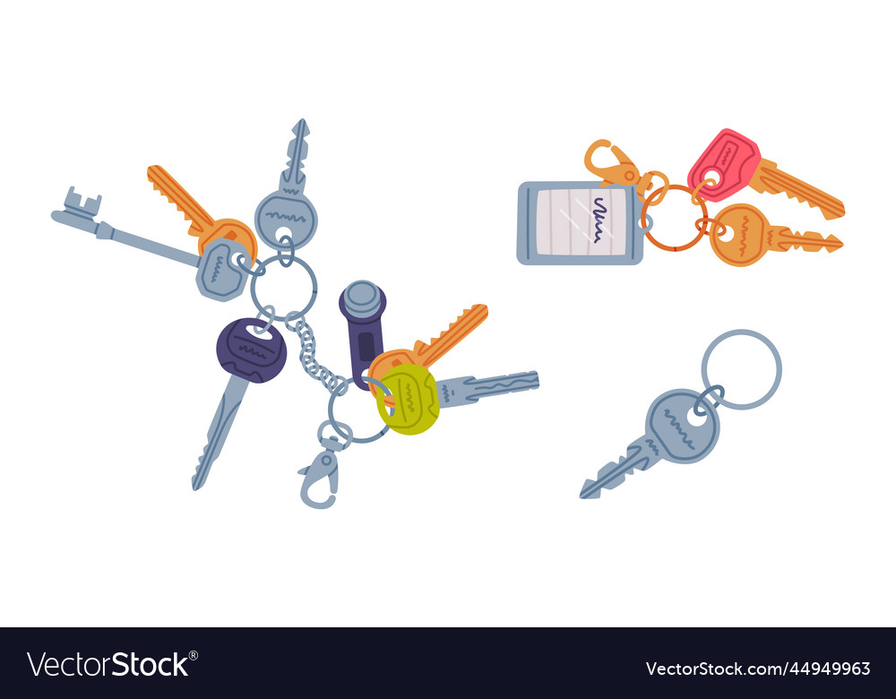 Trinket with key hanging keychain or keyring vector image Trinket with key hanging keychain or keyring