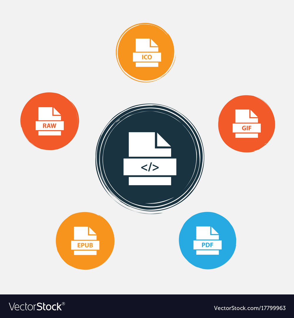Types icons set collection of script paper gif