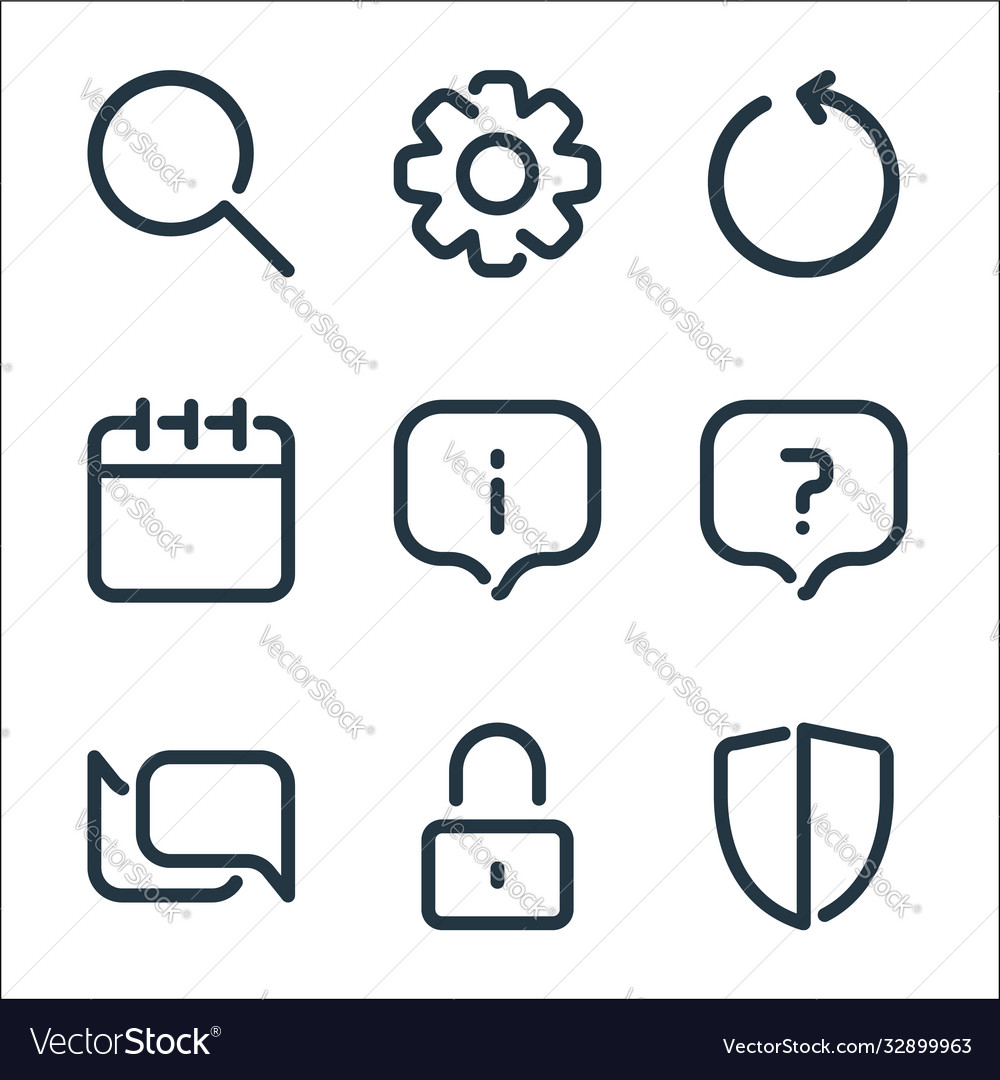 User interface line icons linear set quality vector image User interface line icons linear set quality