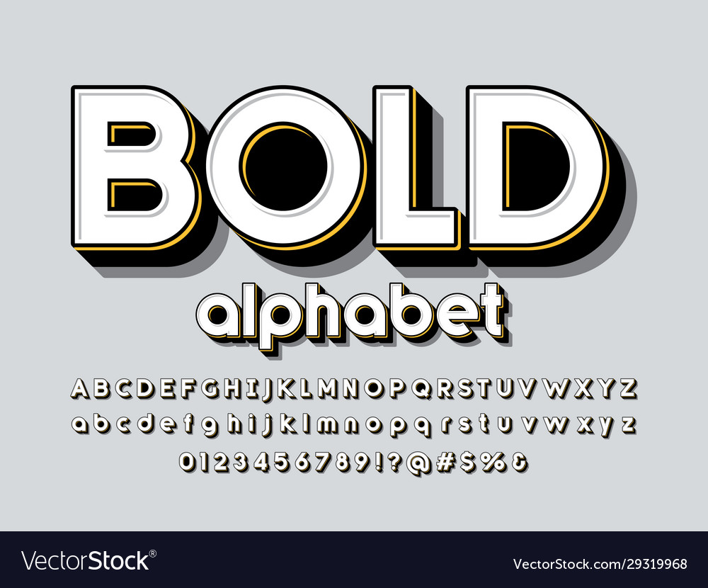 3d bold font Royalty Free Vector Image - VectorStock