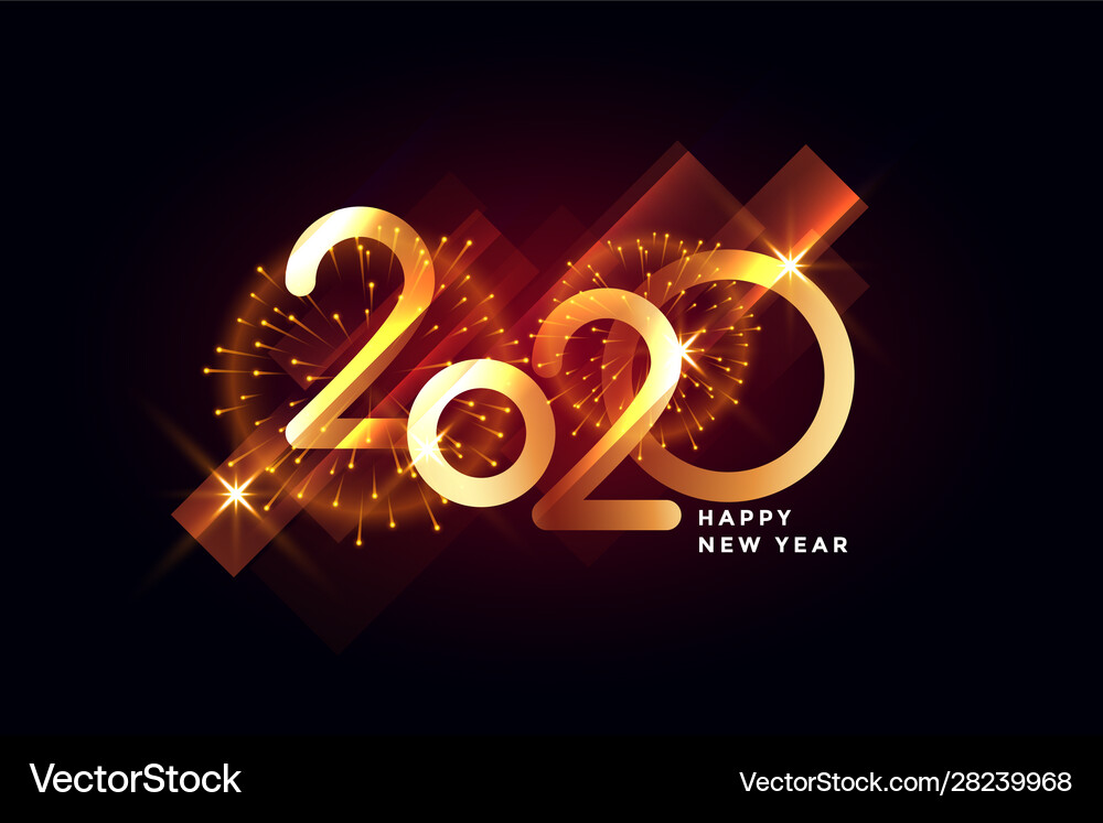 Abstract 2020 Happy New Year Shiny Background Vector Image
